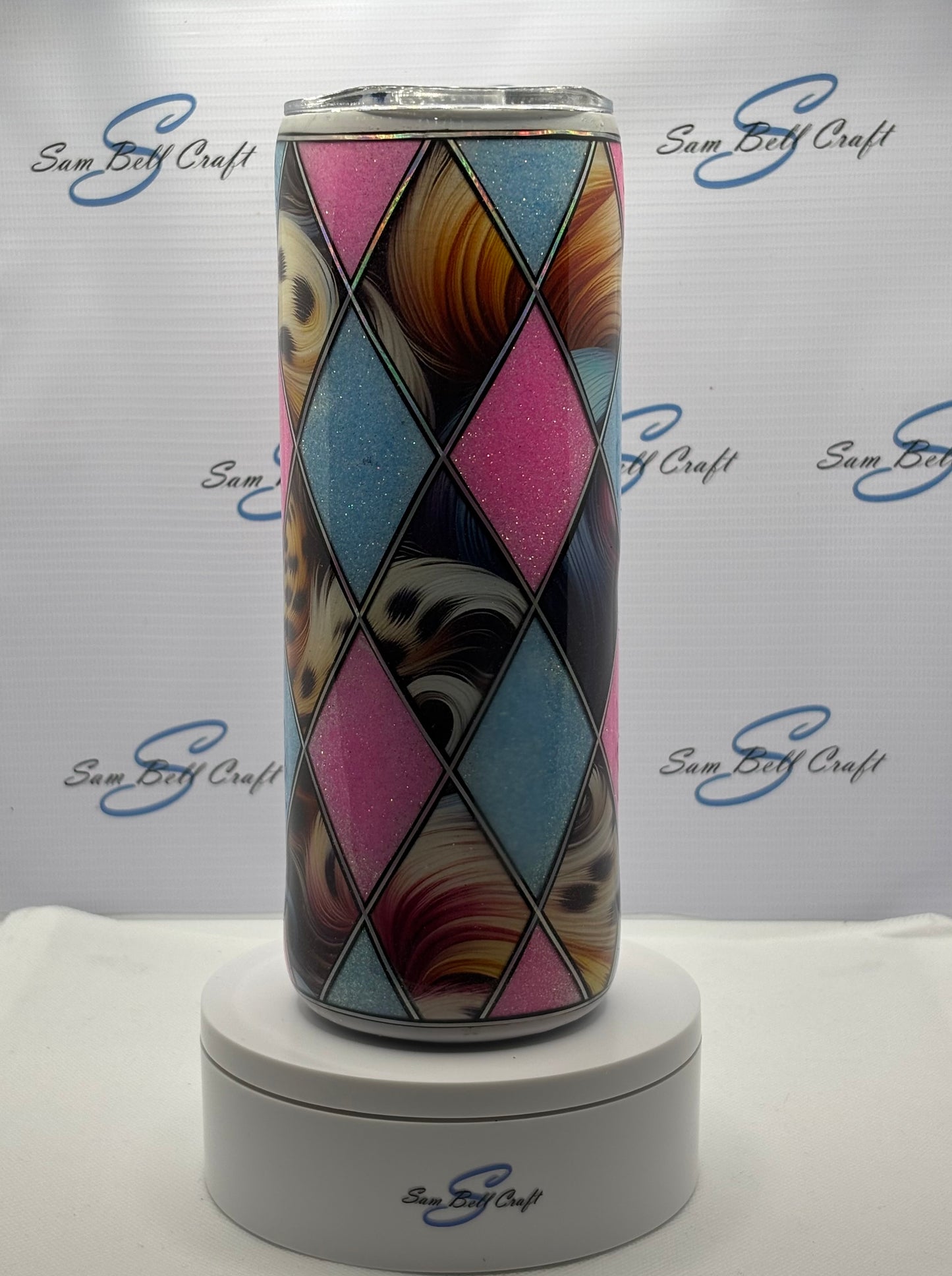 20oz Lisa Frank Inspired Vinyl & Glitter Tumbler - Argyle Template