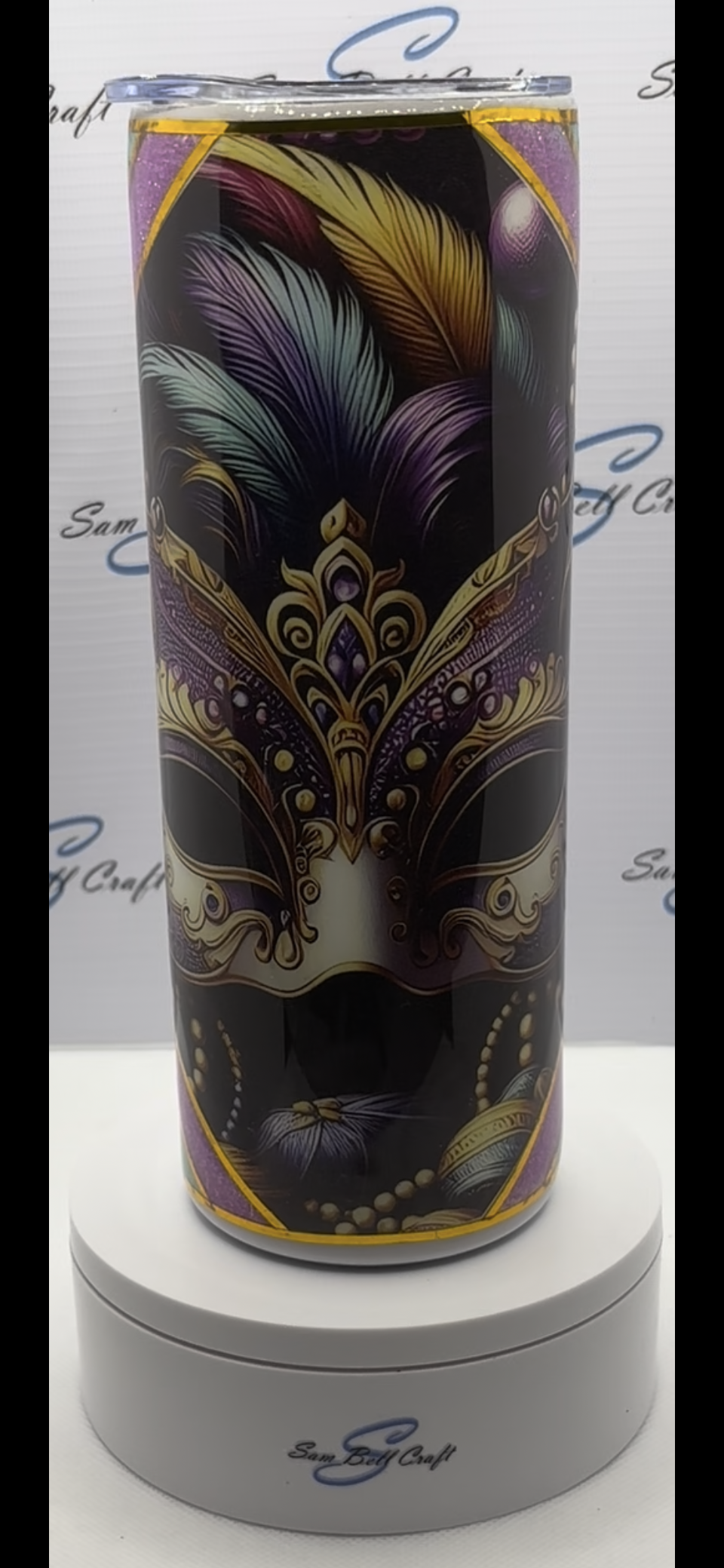 20oz Masquerade Mask Vinyl & Glitter Tumbler