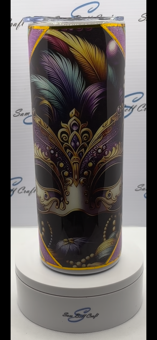 20oz Masquerade Mask Vinyl & Glitter Tumbler