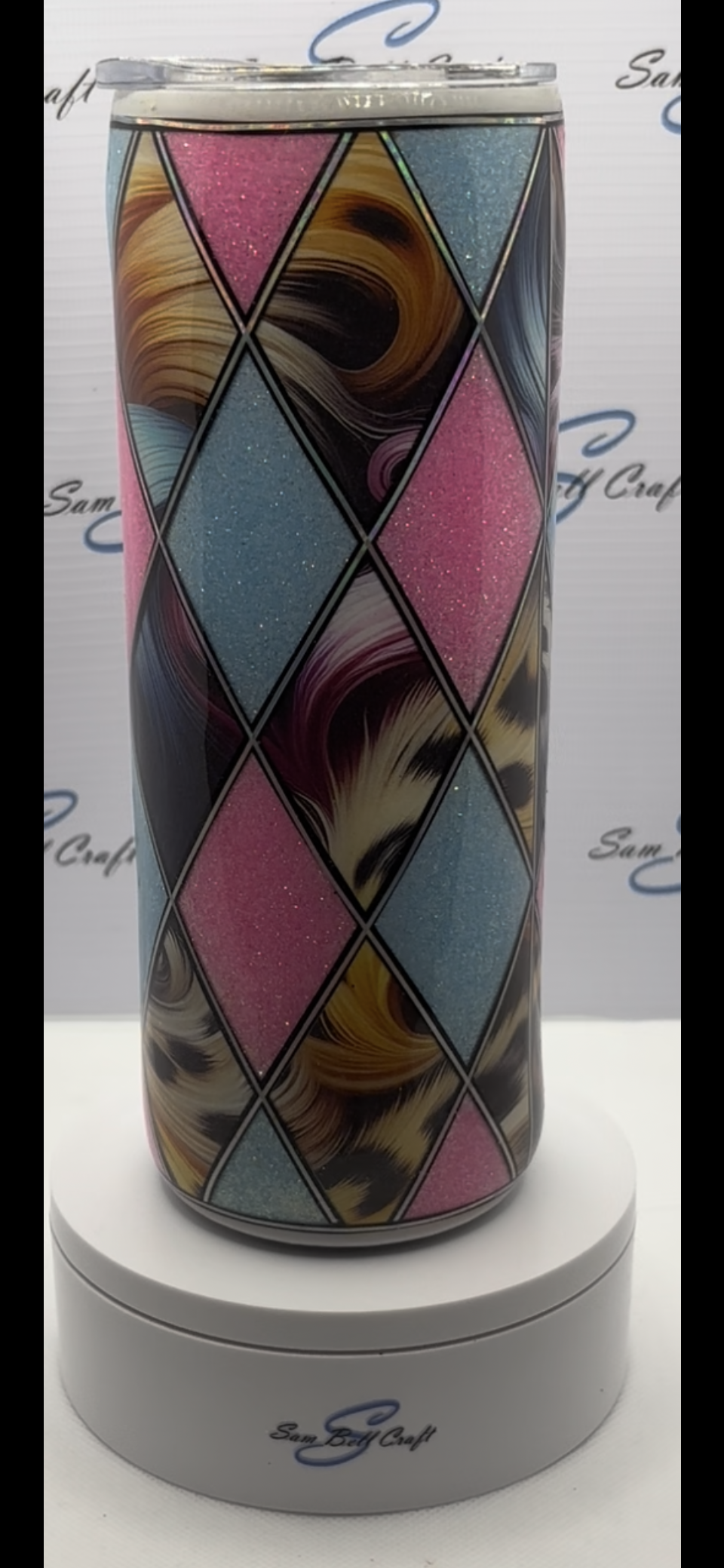 20oz Lisa Frank Inspired Vinyl & Glitter Tumbler - Argyle Template