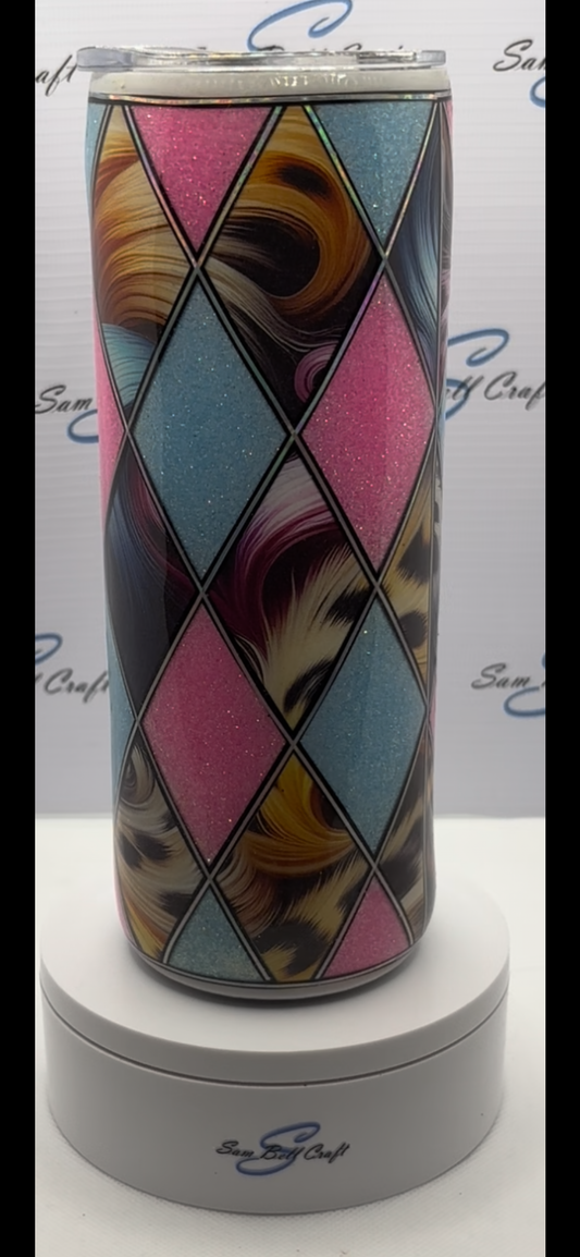 20oz Lisa Frank Inspired Vinyl & Glitter Tumbler - Argyle Template